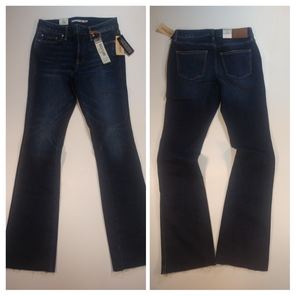 Women's American Rag Cie Kick Flare High Rise Gemini Blue Jeans Size 3 Stretch